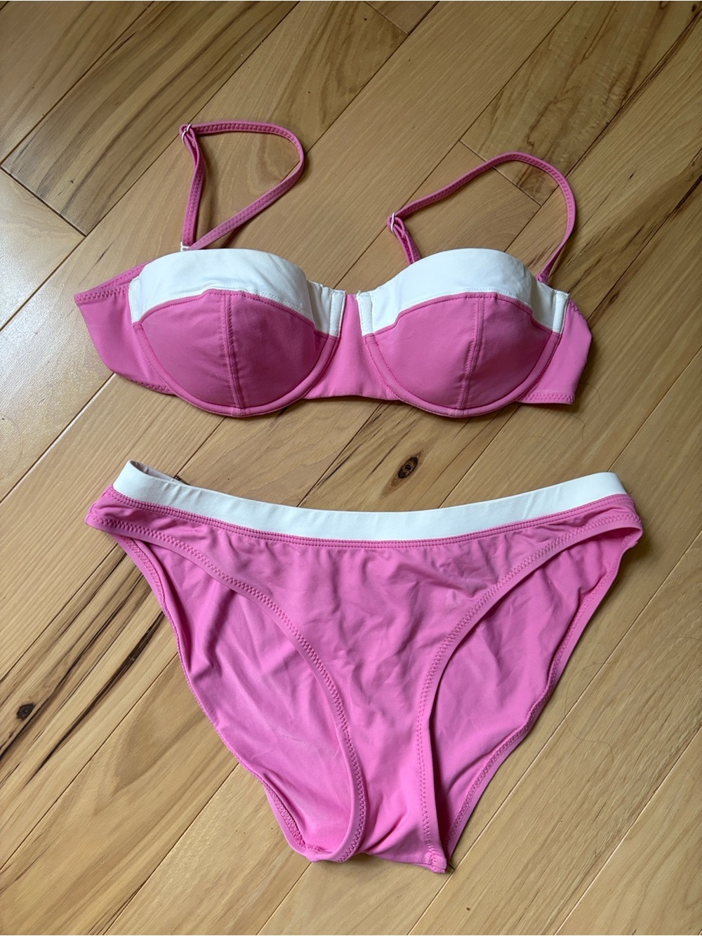 STAUD Jo Balconette Bikini Coral Pink size Medium